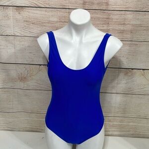 Leoparts Retro 80s/90s High Cut Low Back One Piece Swimsuit Royal Blue Small